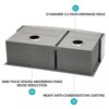 Double Bowl Farmhouse Sink Stainless Steel Undermount Apron Front With 2 9" Deep Basins - Gray - Image 5
