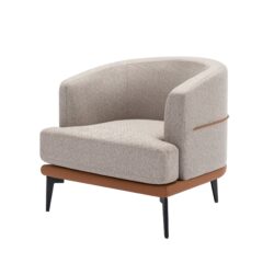 Modern Two-Tone Barrel Chair, Upholstered Round Armchair For Living Room Bedroom Reading Room - Burnt Orange