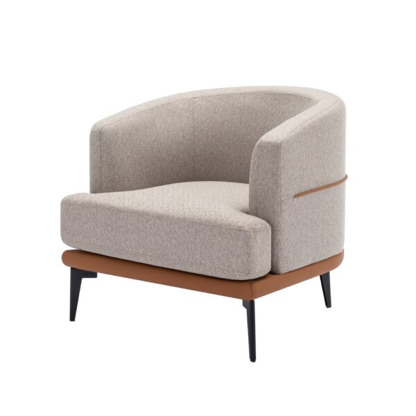 Modern Two-Tone Barrel Chair, Upholstered Round Armchair For Living Room Bedroom Reading Room - Burnt Orange