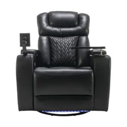 Home Theater Recliner With 270 Degree Swivel, Tray Table, Phone Holder, Cup Holder & USB Port - Black