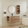 Modern 36" Wall Mounted Bathroom Vanity With Ceramic Sink And Storage Rack, 2 Soft Close Drawers - Imitative Oak - Image 6