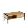 40.16" Rattan Coffee Table, Sliding Door For Storage, Metal Legs, Modern Table For Living Room - Natural - Image 3
