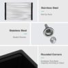 Kitchen Sink With Workstation Granite, Undermount - Black - Image 7