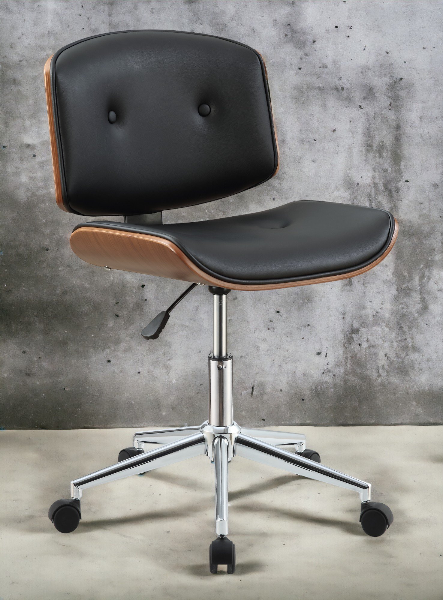 Camila - Synthetic Leather Office Chair - Black - Image 6