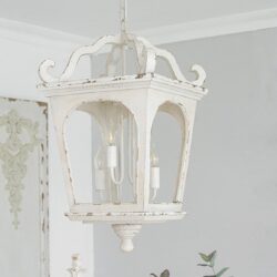 4 Light Wood Chandelier, Hanging Light Fixture With Adjustable Chain For Kitchen, Bulb Not Included - Cream White