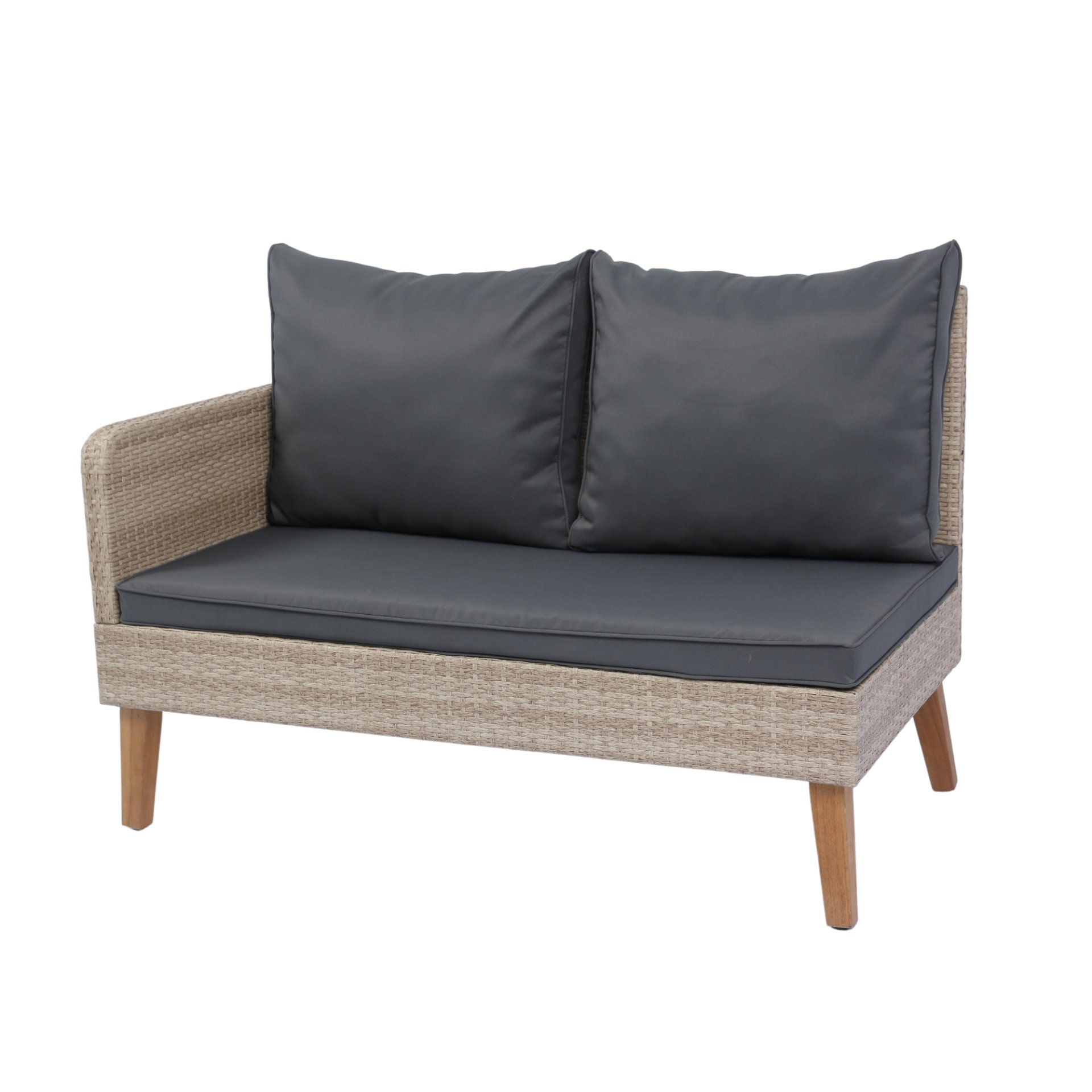 3 Piece Patio Sectional Wicker Rattan Outdoor Furniture Sofa Set Natural Wicker And Cushion - Yellow / Dark Gray - Image 13