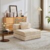 Convertible Floor Sofa Bed With Fixed Shape Frame For Living Room - Beige - Image 15