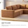 Modular Sectional With Wide Seat Free Combination L Shaped Couch Set Cloud Upholstered Minimalist Boneless Sofa - Brown - Image 20