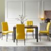 5 Piece Dining Set Including Velvet High Back Nordic Dining Chair & Creative Design Dining Table - Yellow - Image 3