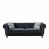 Chesterfield 3 And 2 Seater Velvet Upholstery Sofa With Roll Armrest & Nailhead Fabric Couch For Living Room & Office - Black - Image 7