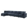 Modern Modular Cloud Sofa Bed, 6 Seat Chenille Sectional Couch Set With Ottoman, Free Combination, Convertible U Shaped Sleeper Sofa - Dark Blue - Image 9
