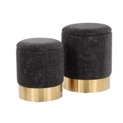 Marla - Contemporary Nesting Ottoman Set - Gold / Black