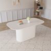 Modern Cream Style Dining Table With And Vertical Striped Legs For 4 - 8 Person - Cream - Image 2
