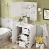 Bathroom Vanity With Sink, Modern Elegant Bathroom Storage Cabinet With 3 Drawers And Adjustable Shelves, Freestanding Vanity Set With Mirror Cabinet, Single Sink Bathroom Vanity - White - Image 3