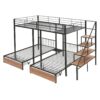 Full Over Twin-Twin Triple Bunk Bed With Drawers And Staircase - Black - Image 12