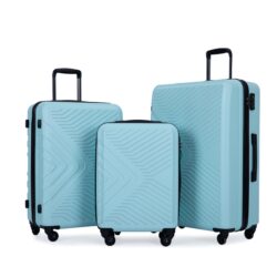 Lightweight 3 Piece Luggage Sets With 2 Hooks, Spinner Wheels, Tsa Lock (20 / 24 / 28") - Green