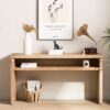 Modern Rustic Console Table, Wood Entryway Table With Shelf & Decorative Bead Detail - Natural - Image 2