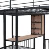 Full Over Twin & Twin Triple Bunk Bed With Drawers, Multi-Functional Frame With Desks And Shelves In The Middle - Black - Image 9