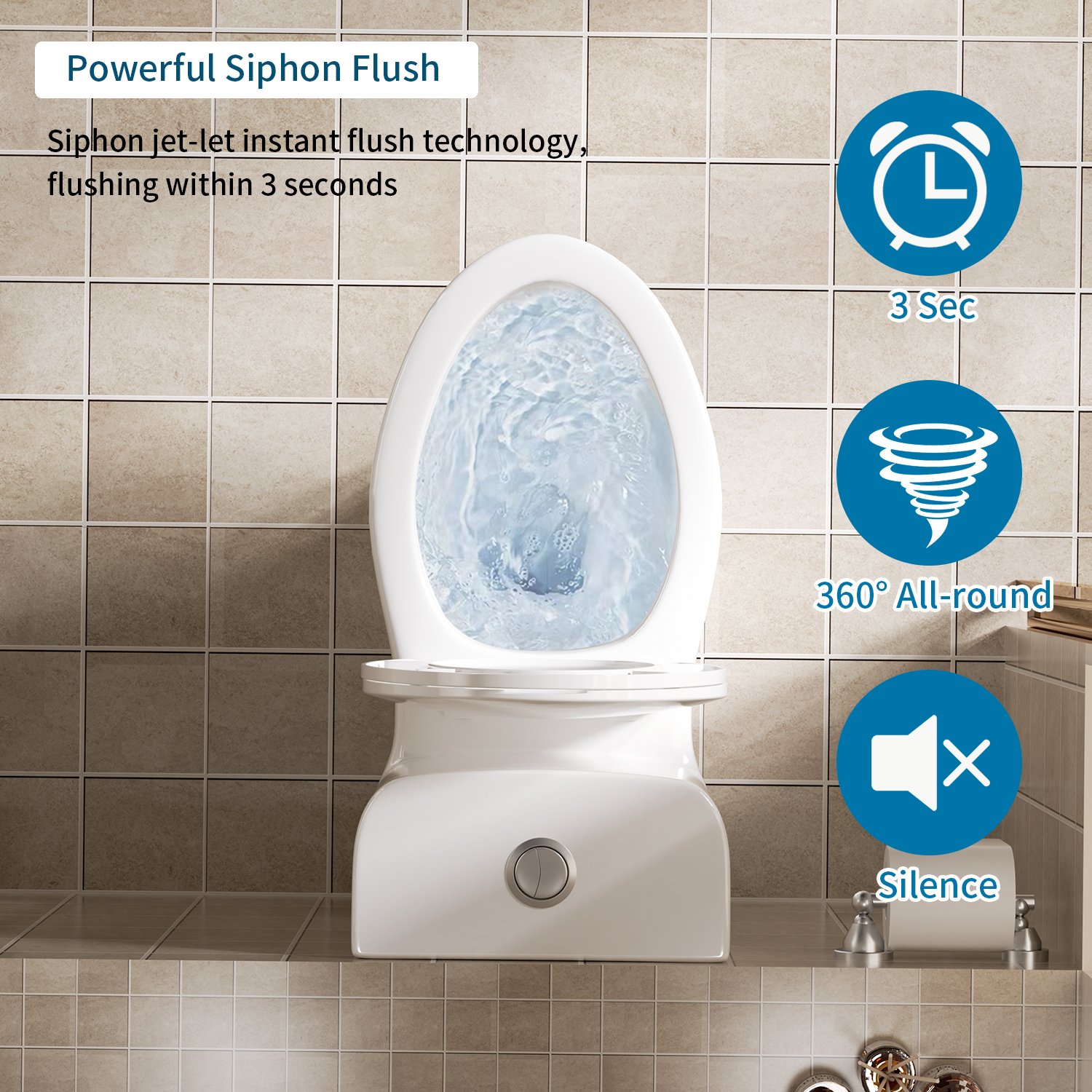 Gloss 1 Piece Toilet With Dual Flush And Rimless Bowl - Gloss White - Image 13