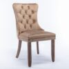 Nikki - Modern, High-End Tufted Solid Wood Contemporary Velvet Upholstered Dining Chair With Wood Legs Nailhead Trim (Set of 2) - Khaki - Image 4
