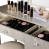 Mirrored Vanity With LED Light,Makeup Vanity Table Set - Champagne - Image 8