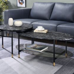 Silas - Engineered Stone Top Nesting Table - Black