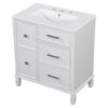 Bathroom Vanity With Ceramic Sink, Flip Out Drawer Design For Plumbing, Soft Close Drawers - White - Image 20