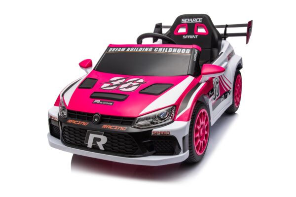 12V4A 20W*2 One Button Start, Forward And Backward, High And Low Speed, Music, Front Light, Power Display, Two Doors Can Open, 2.4G R / C, Seat Belt Four Wheel Absorber Kids Ride On Car - Pink