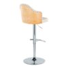 Ahoy - Contemporary Adjustable Barstool With Swivel With Rounded T Footrest (Set of 2) - Chrome / Natural / Cream - Image 4