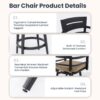 Outdoor Swivel Bar Chairs, 360 Degree Rotation With Ergonomic Backrest (Set of 2) - Ember Black / Linen Sesame - Image 8