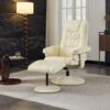 Recliner Chair With Ottoman 360° Swivel Massage Lounge Chair With 5 Point Vibration & Heated Seat 140° Adjustable Recliner - Beige - Image 2