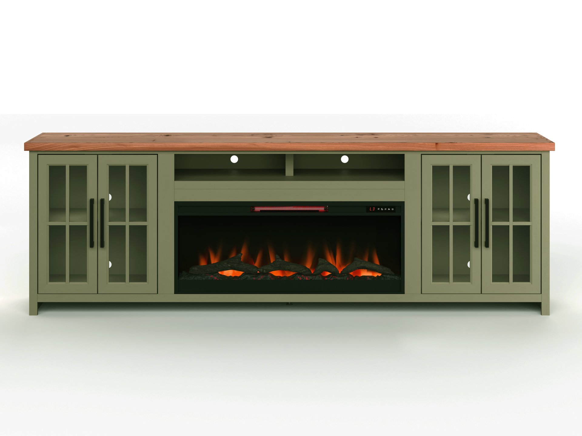 Vineyard - 97" Fireplace TV Stand Console For TVs Up To 100" - Sage Green And Fruitwood Finish - Image 6