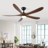Solid Wood With Remote Control With Light (LED) Modern DC Motor Indoor / Outdoor 5 Blade Ceiling Fan For Patios, Bedrooms And Farmhouses - Antique Brown - Image 4