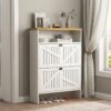 4 Layer Folding Shoe Cabinet With Metal Rounded Corners Convenient Shoe Storage - White - Image 2