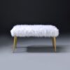 Bagley II - Faux Fur Bench - White / Gold - Image 9