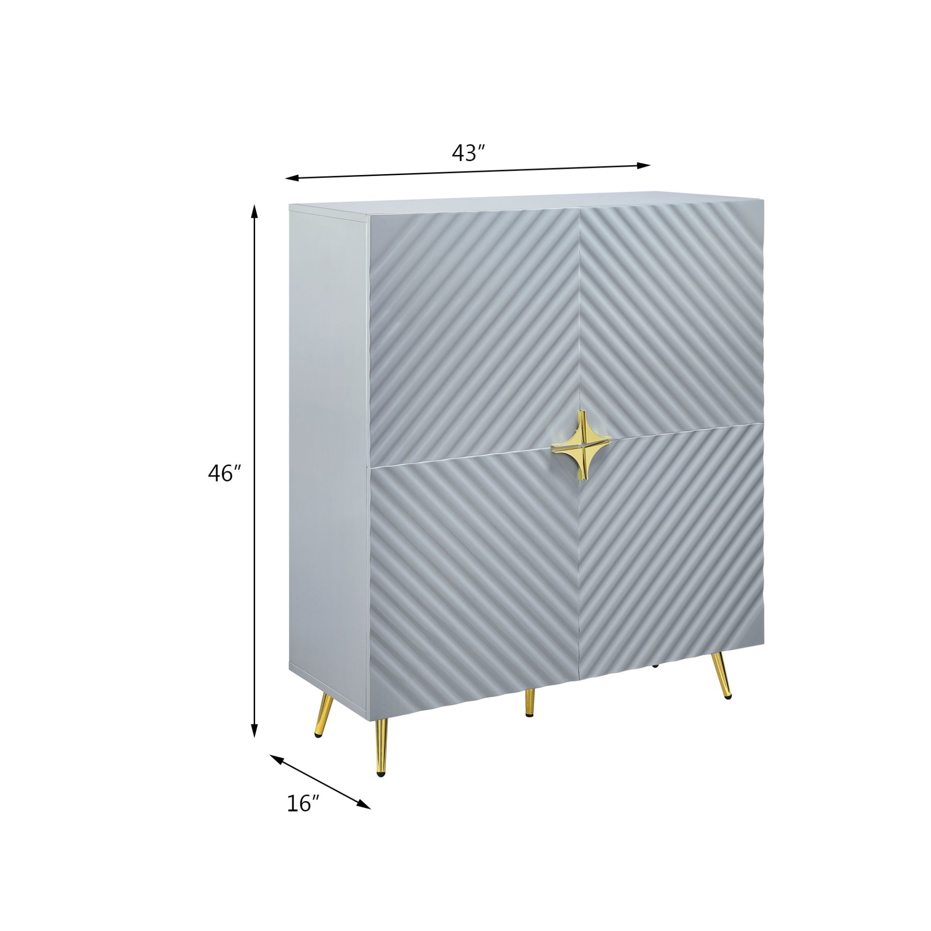 Gaines - High Gloss Accent Cabinet - Gray - Image 3