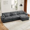 Super Comfort Oversized Modular Velvet Sectional Sofa With Movable Ottoman Corner Sectional - Gray - Image 7