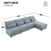 Oversized Deep Seat Sectional Sofa With Reversible Chaise, Loop Yarn Fabric 5 Seat Armless Indoor Furniture, Convertible L-Shaped Couch - Blue - Image 18