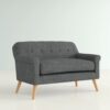 Classic Loveseat With Rolled Armrests And Button Tufting - Gray - Image 7