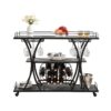 Industrial Bar Cart Kitchen Bar & Serving Cart For Home With Wheels 3 Tier Storage Shelves - Black / Gray - Image 5
