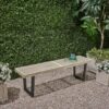 Intrinsic - Outdoor Dining Bench With Iron Legs And Slat Top - Black / Gray - Image 5