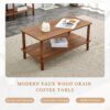 Modern 2 Tier Coffee Table For Living Room Furniture, Rectangular Center Table With Open Storage Shelf, Rounded Rubberwood Legs, Stable And Durable - Walnut - Image 8