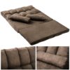 Double Chaise Lounge Sofa Floor Couch And Sofa With Two Pillows - Brown - Image 3