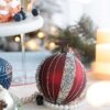 Christmas Ball Ornaments, Glass Decorative Hanging Ball Christmas Tree Ornaments For Holiday Decorations (Set of 6) - Red - Image 4