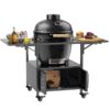 Outdoor Grill Table For Big Egg Style Bbq Metal Grill Cart With 2 Folding Panels Metal - Black - Image 9