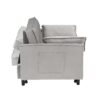 Modern Velvet Loveseat Futon Sofa Couch Pullout Bed, Small Love Seat Lounge Sofa With Reclining Backrest, Toss Pillows, Pockets, Furniture For Living Room, 3 In 1 Convertible Sleeper Sofa Bed - Gray - Image 10