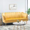 Modern Glam 3 Seater Sofa With Velvet Upholstery - Honey - Image 2