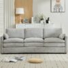 Cozy Upholstered 3 Seater Sofa Oversized Comfy Cloud Sofa Double Cushion 3 Seater Sofa Plush Cushion Sofa Couch For Living Room - Light Gray - Image 8