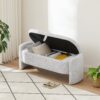 Ottoman Oval Storage Bench, 3D Lamb Fleece Bench With Large Storage Space For The Living Room, Entryway And Bedroom - Silver - Image 5