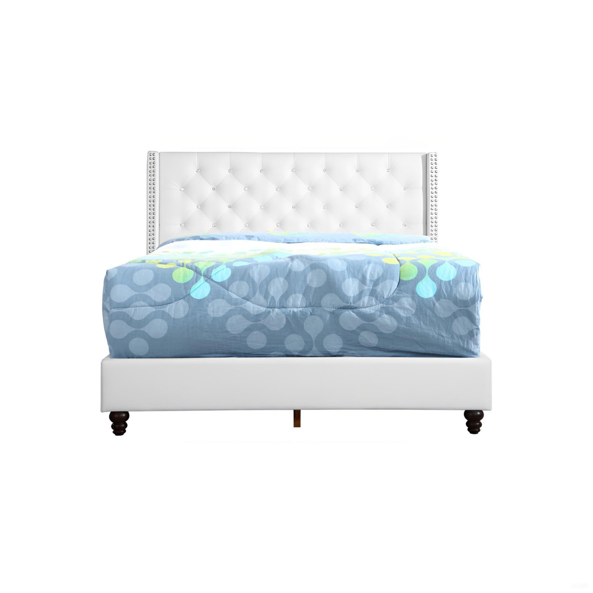 Full Upholstered Bed - White - Image 5